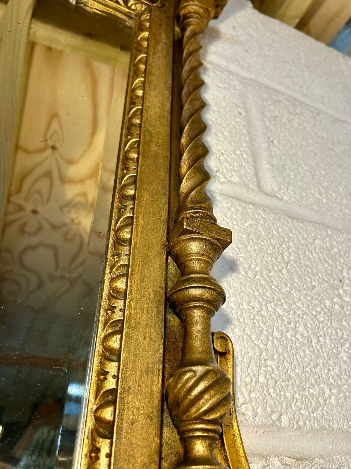 Antique French Style Gilt Wall Mirror Vanity Mirror Chas. H. West Mirror Shelf photo vinterior