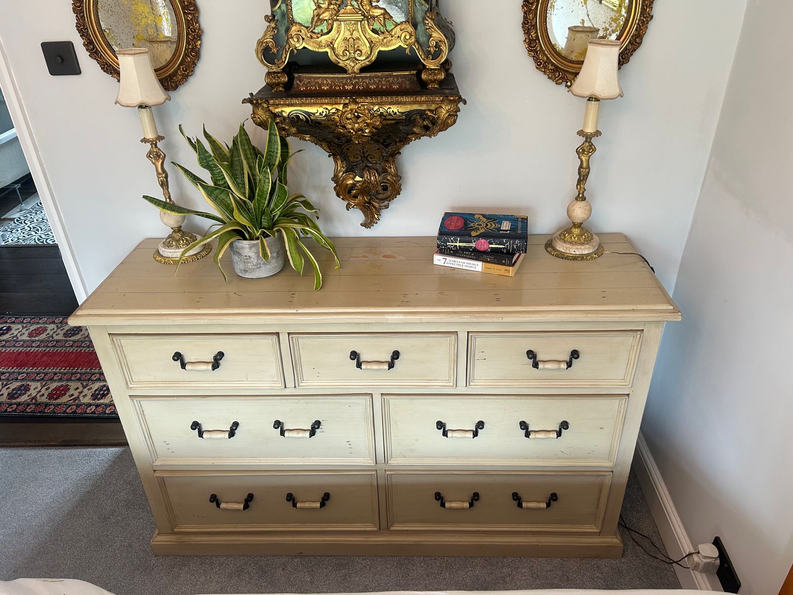 Country Sideboard Console Farmhouse Rustic Bank Of Drawers photo for sale