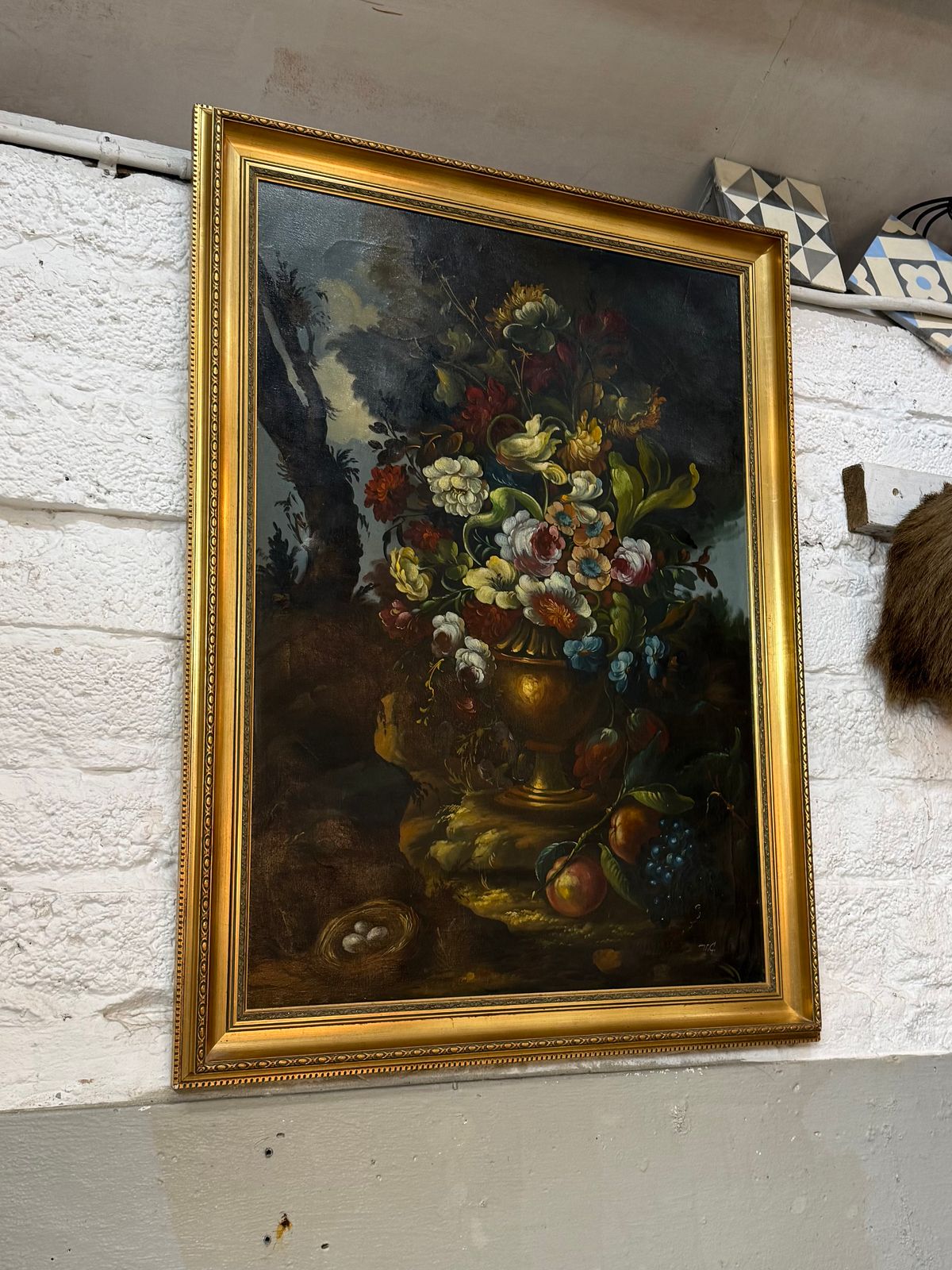 Large Oil On Canvas In The Manner Of Jan Van Huysum Floral Fine Art Painting photo 450.0