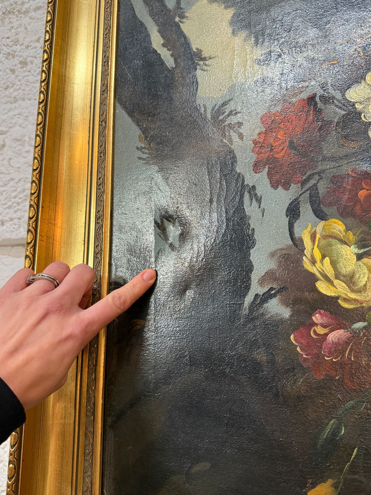 Large Oil On Canvas In The Manner Of Jan Van Huysum Floral Fine Art Painting photo vinterior