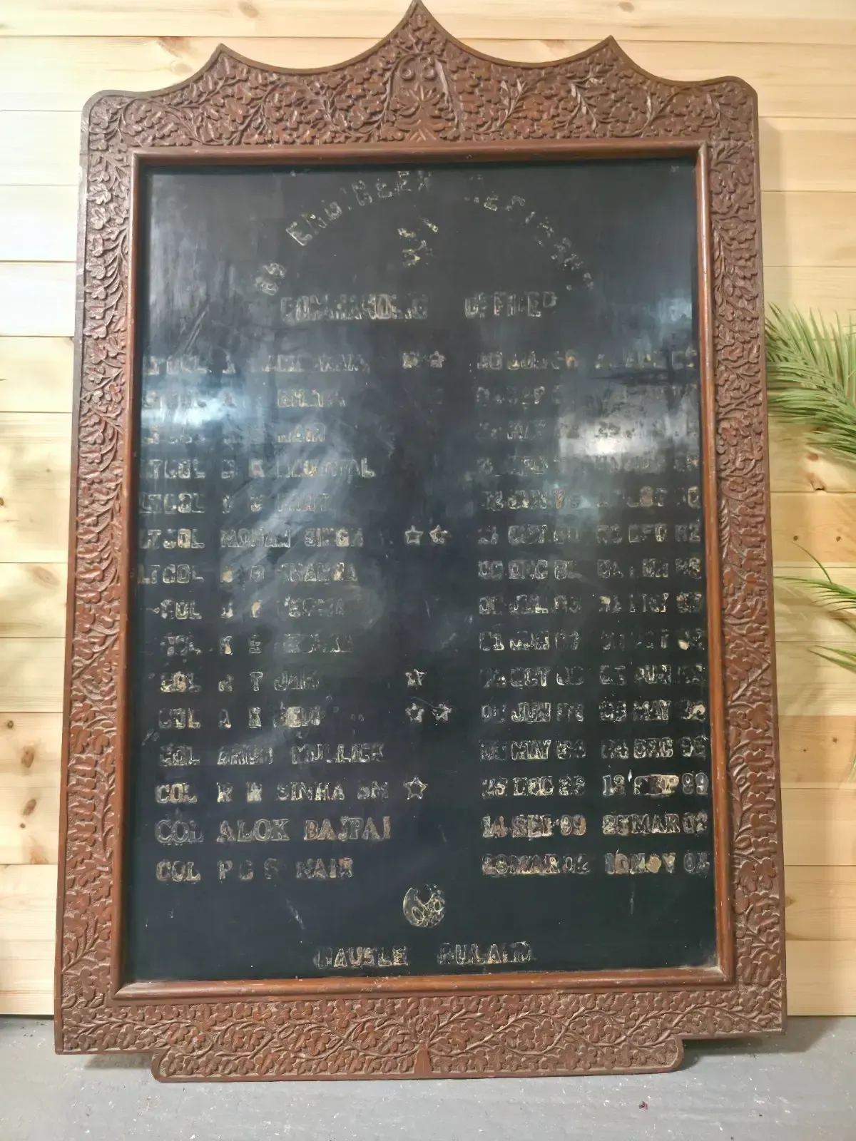 Large Vintage Indian Army Military Honour Board Carved Wooden Frame Menu Board photo furniture