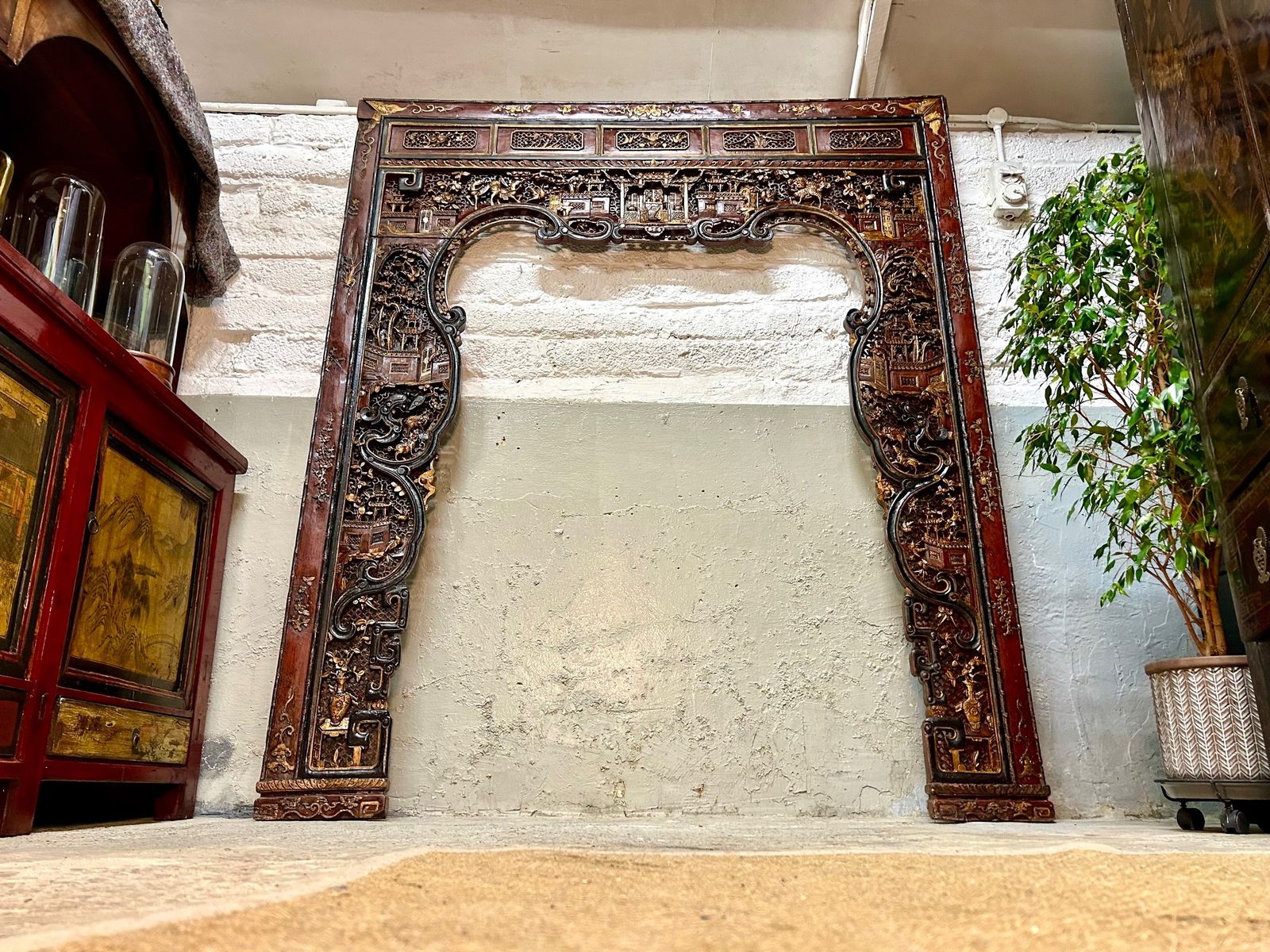 Antique Chinese Arch Way Oriental Doorway Altar