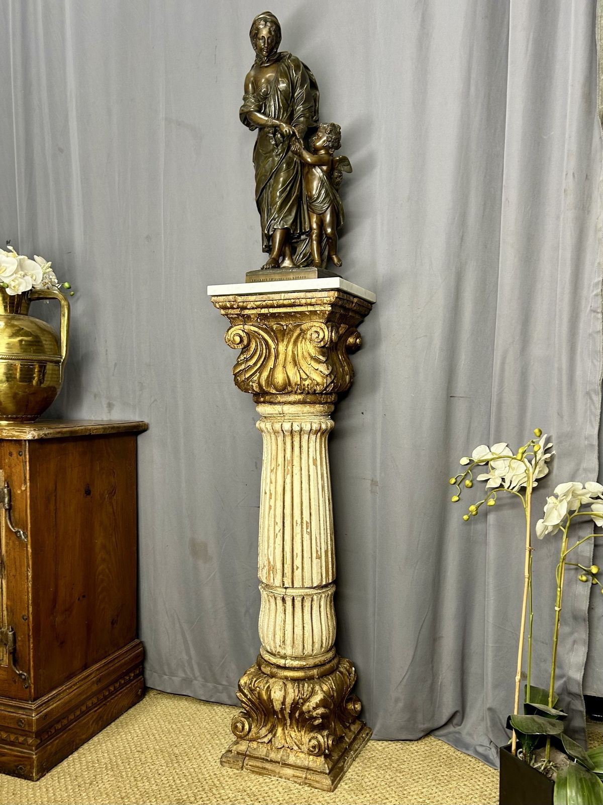 photo for sale Antique Bronze French L'innocence Entraînée Par L'amour By Coustou After Louis
