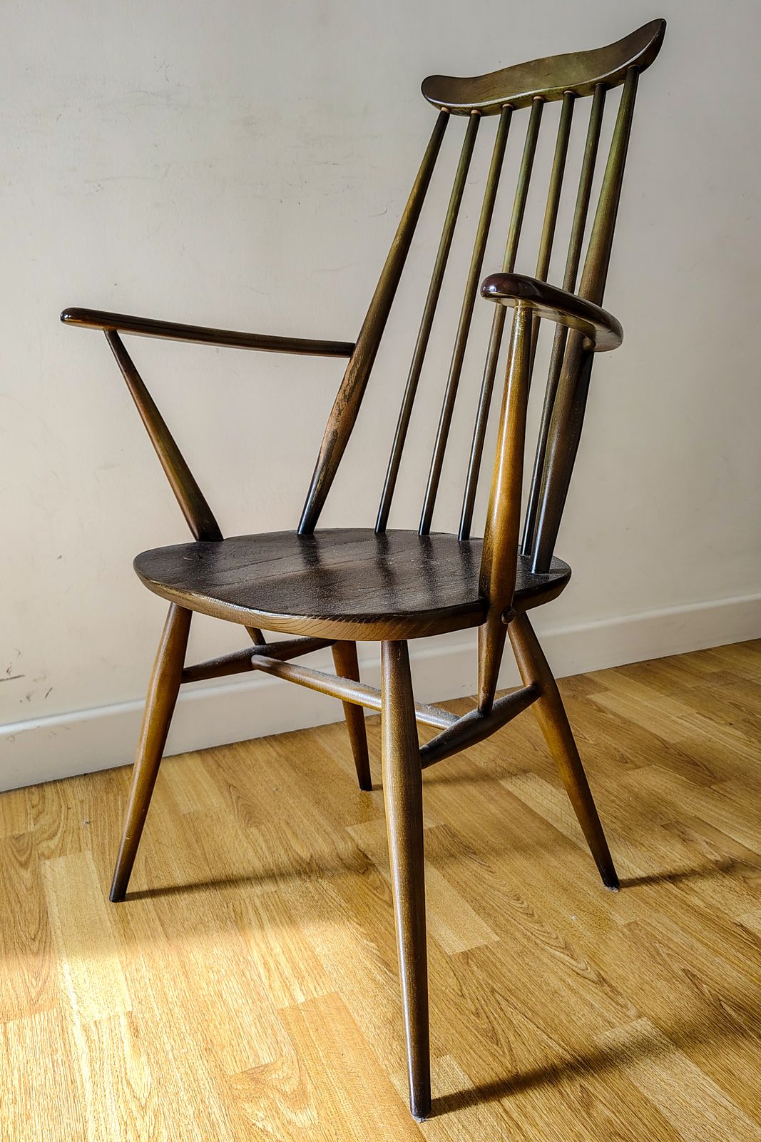 Pair Of Ercol Windsor Goldsmith 369a Carver Chairs – Vintage Mid Century photo furniture