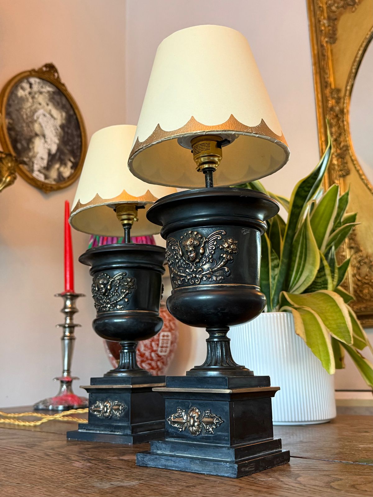 Pair Of Small Urn Lamps Black Table Lamps Pooky Lampshades