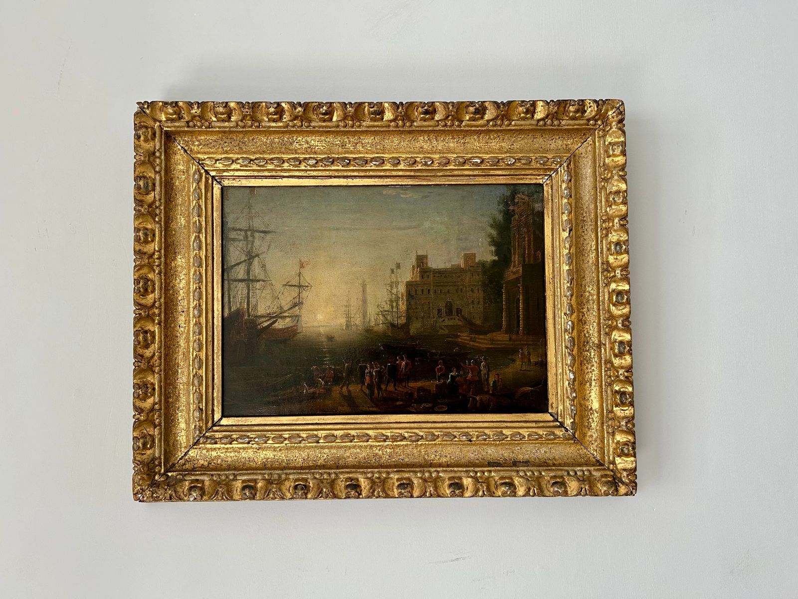 Fine Art Harbour Oil Painting After Claude Lorrain