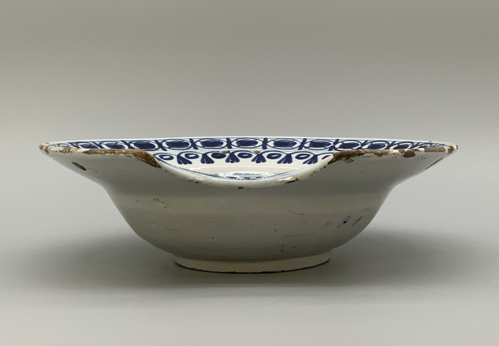 Home Decor 18th Century Dutch Delft Barber's Bowl Bleeding Dish Blue And White Tin Glaze photo
