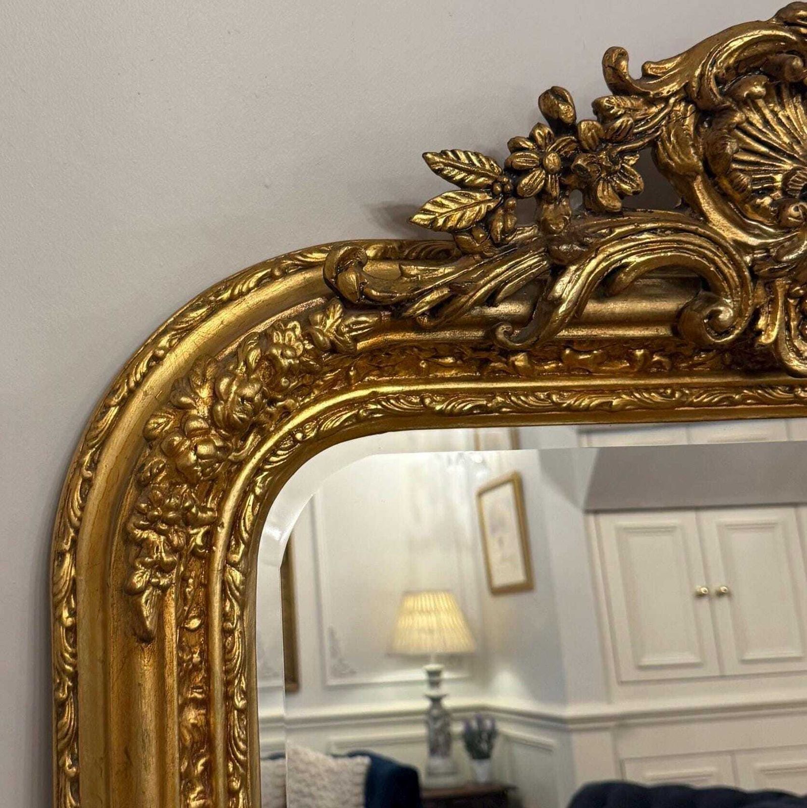 Carved Gilt Wood French Style Mirror, Decorative Beveled Glass photo buy