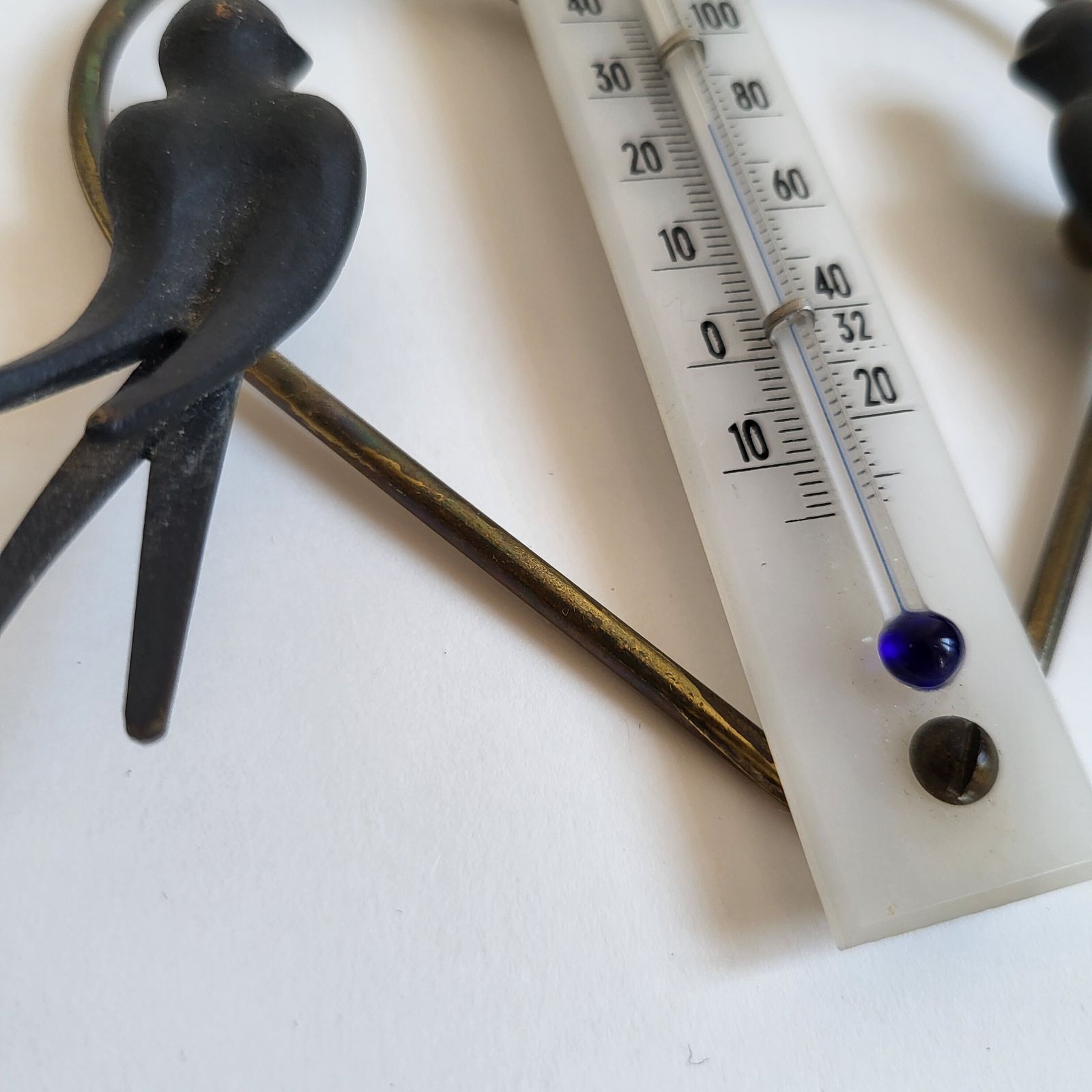 Mid Century Modern Heart Shaped Wall Thermometer With Swallows, Walter Bosse For Herta Baller, Austria, 1950s photo Home Decor