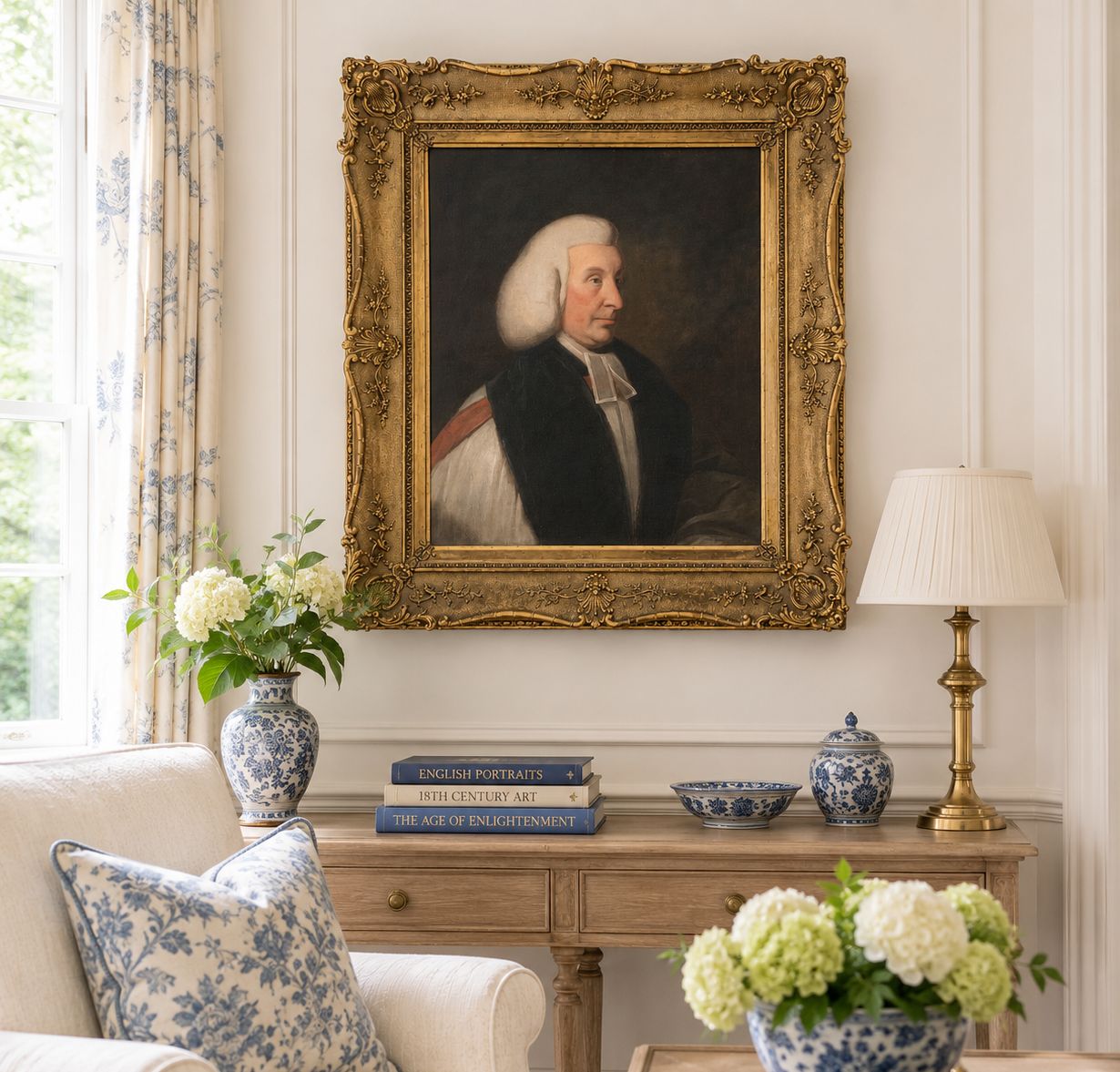 Large Superb 18th Century Oil Portrait Painting Vicar Of Kinver, Staffordshire photo furniture