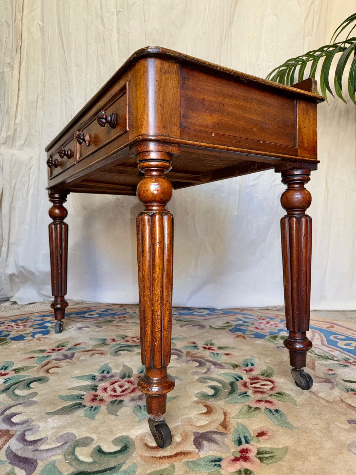 Antique Mahogany Leather Topped Desk Ladies Vanity Table photo buy