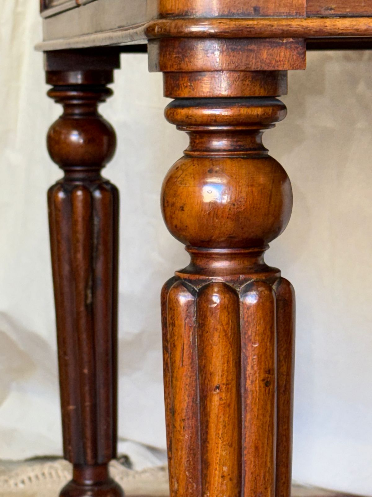 Antique Mahogany Leather Topped Desk Ladies Vanity Table photo vintage
