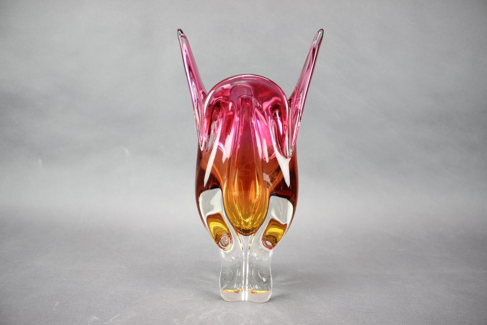 Mid Century Pink And Amber Art Glass Vase By Josef Hospodka, 1960s photo furniture