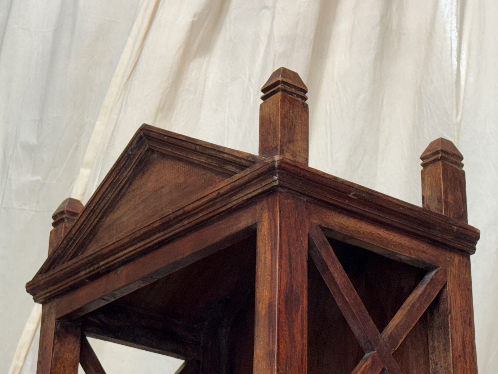 Hardwood Indian Bookcase Rustic Wood Shelves photo vinterior