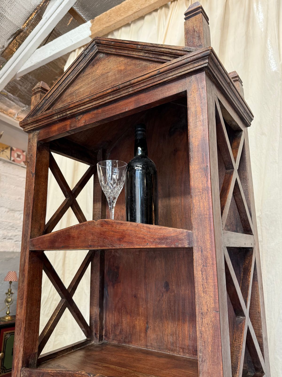 Hardwood Indian Bookcase Rustic Wood Shelves photo vintage
