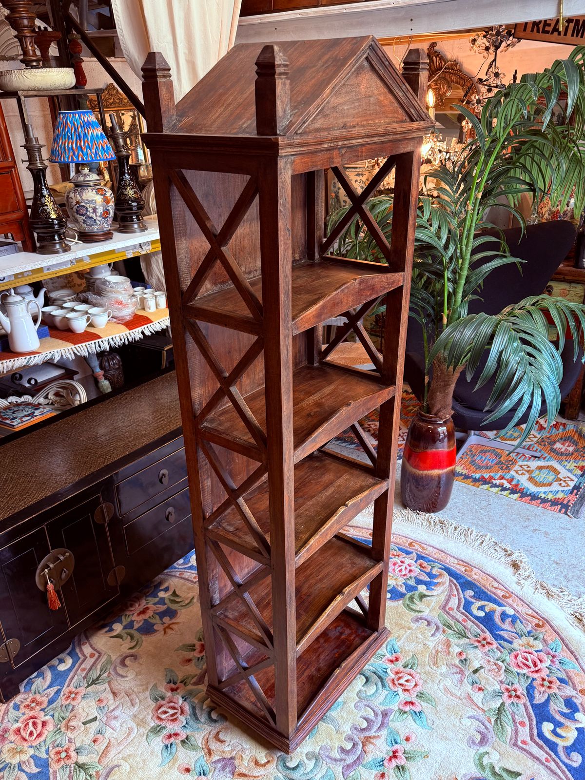 120.0 Hardwood Indian Bookcase Rustic Wood Shelves photo