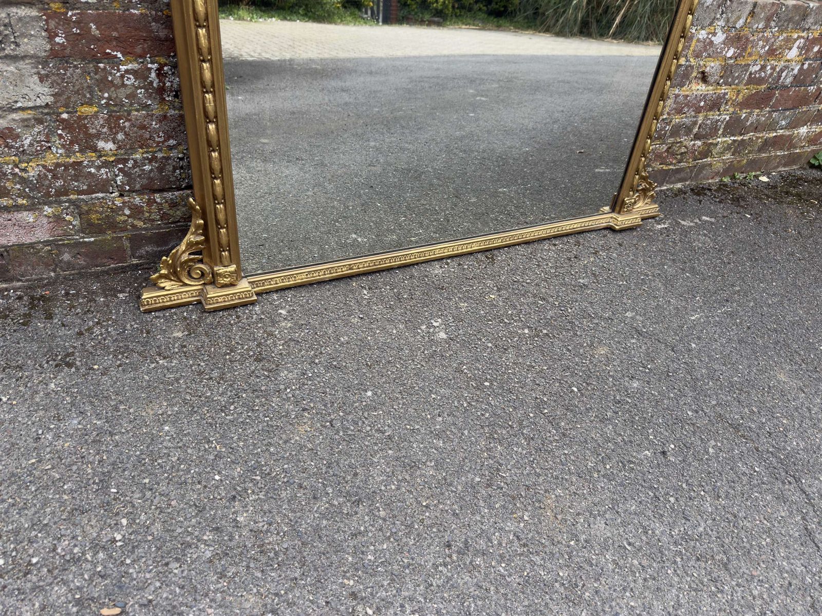 A Delightful Large Antique English 19th Century Gilt Overmantle Mirror. photo Home Decor