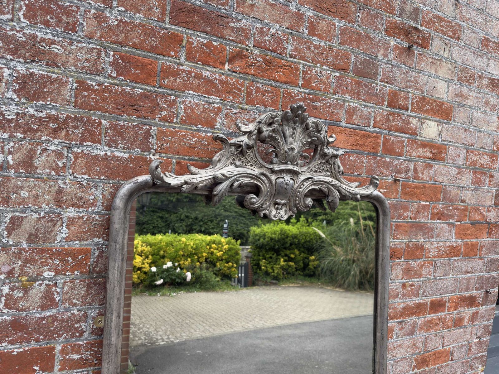 A Sensational Large Antique French 19th Century Arched Top Original Silvered Mirror photo for sale