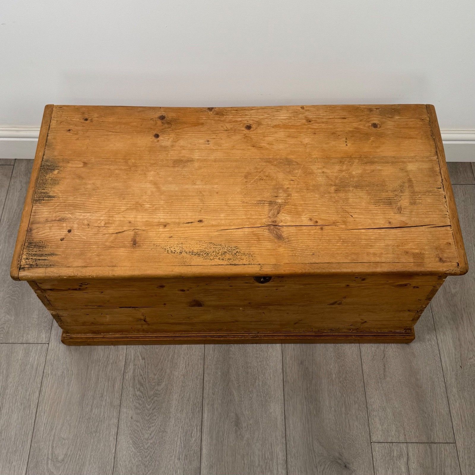 photo furniture Antique 19th Century Victorian Blanket Box In Pine ( Af 5804 )