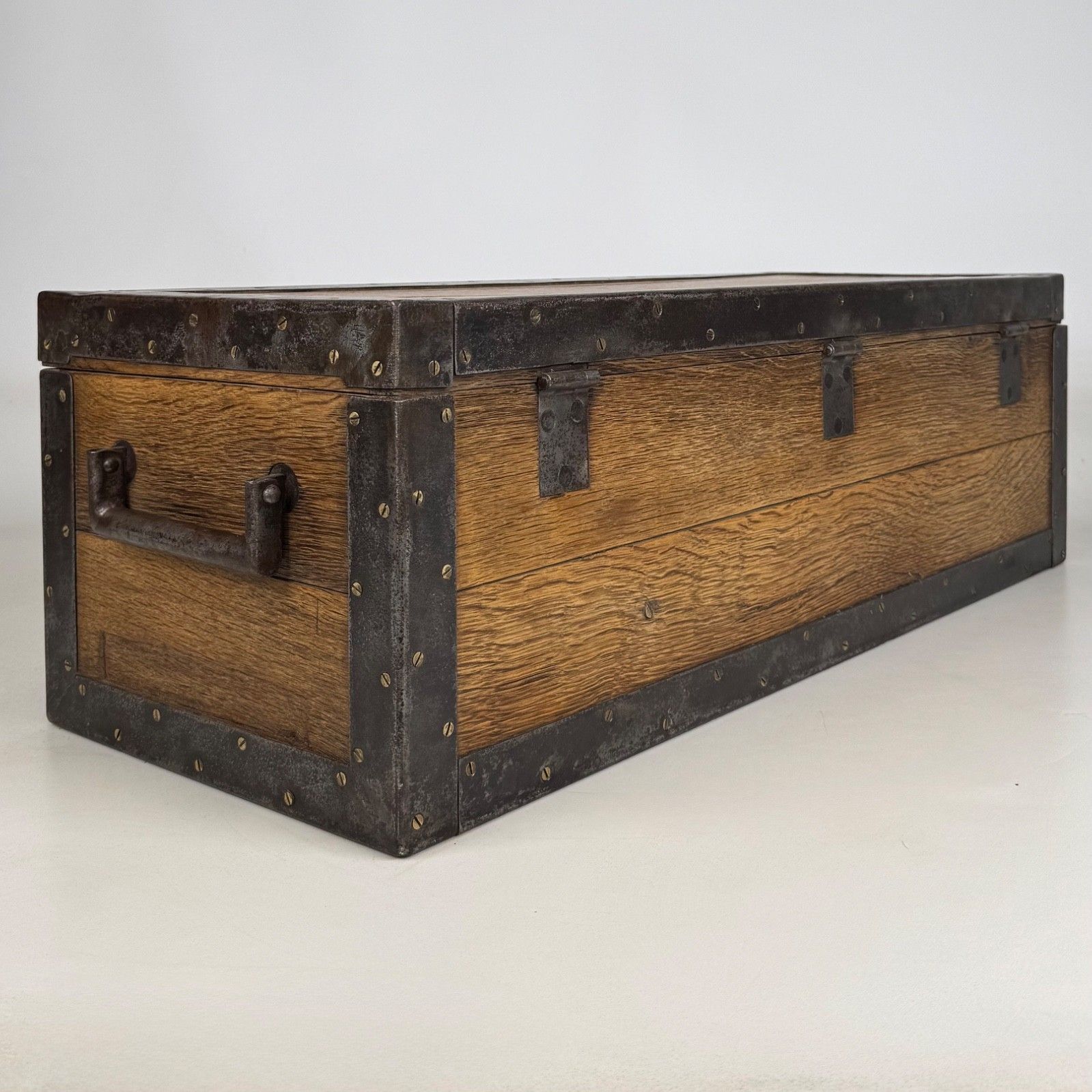 Antique 20th Century Oak Storage Box Of Fine Quality ( Af 5794 ) photo Home Decor