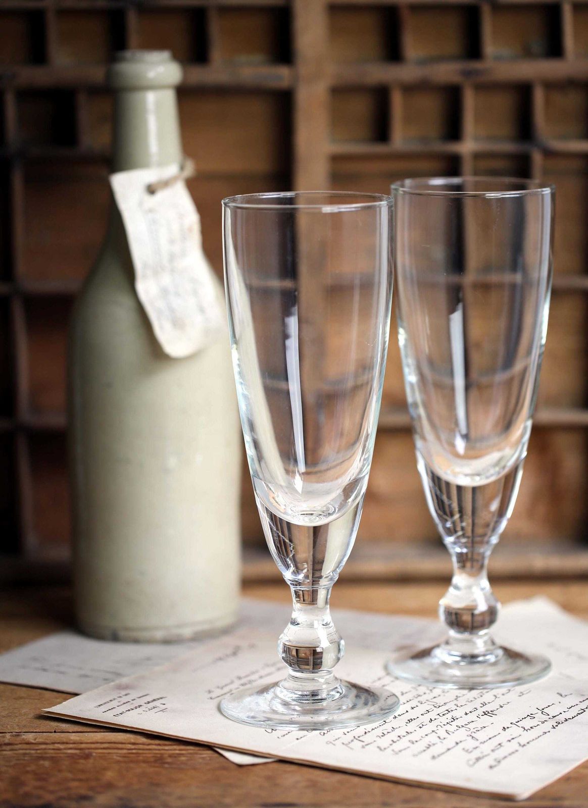 Pair Of Large Antique French Beer Glasses Handblown Glass Large Mazagrans photo 125.0