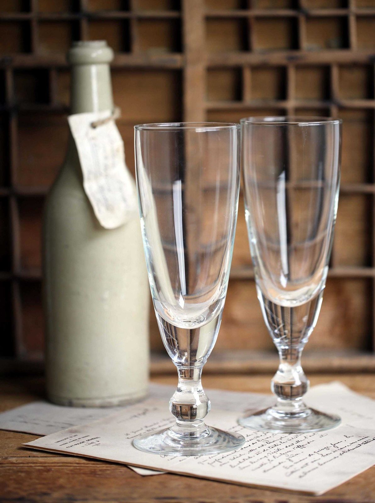 Pair Of Large Antique French Beer Glasses Handblown Glass Large Mazagrans photo vinterior
