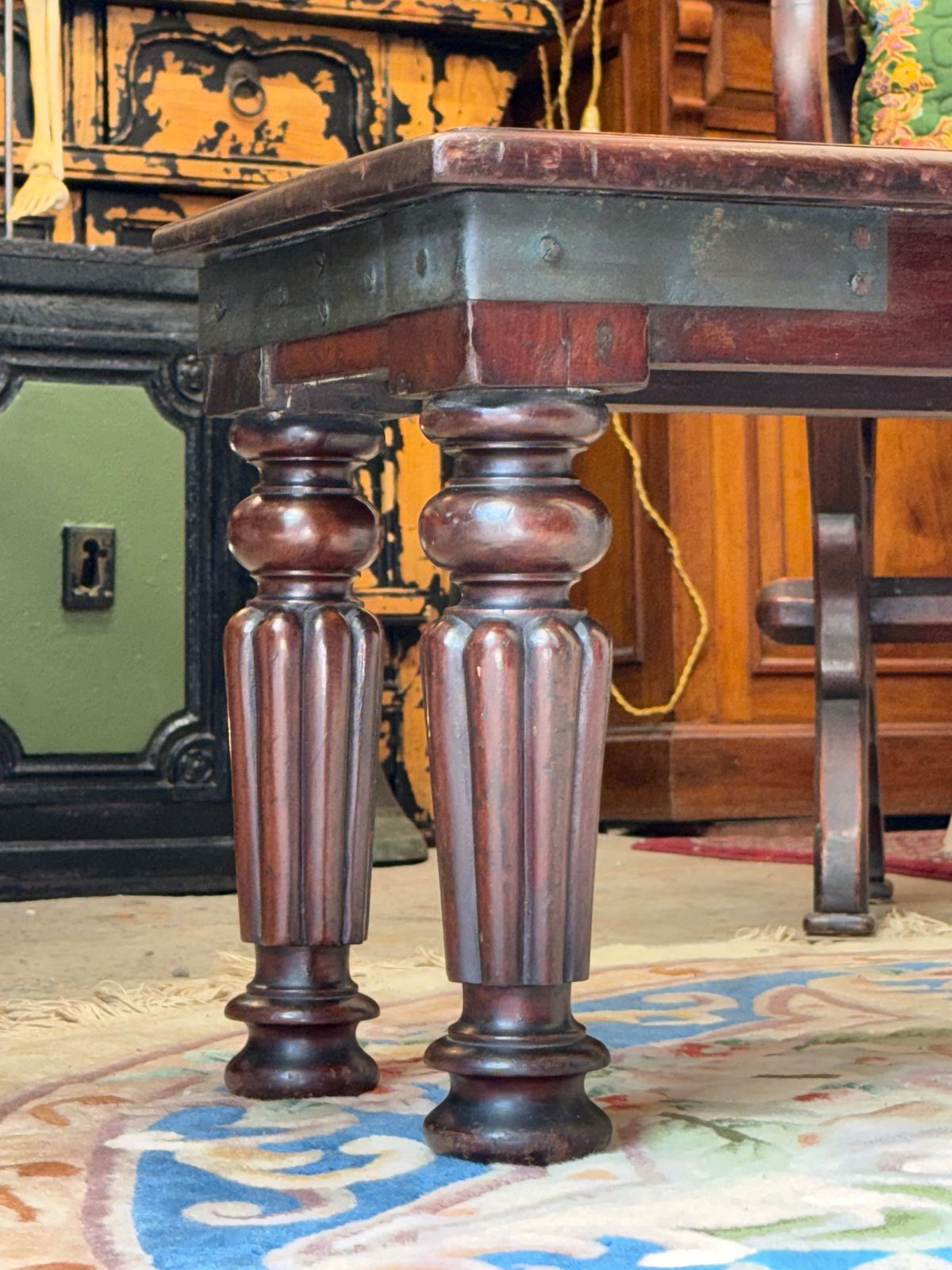 Antique Oak Window Seat Bench Alton Abbey Traditional English Bench photo for sale