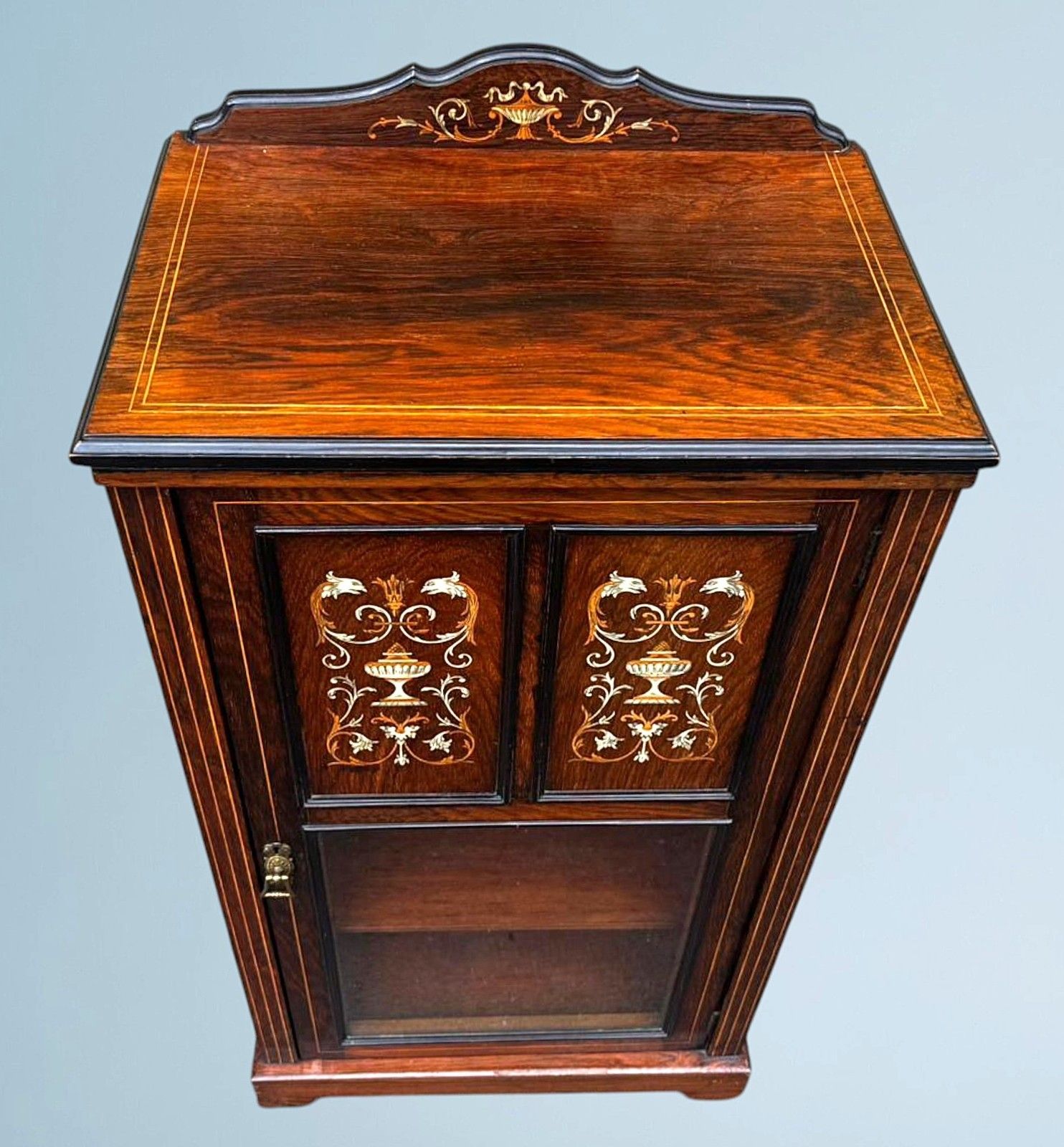 Edwardian Inlaid Rosewood Cabinet photo vintage