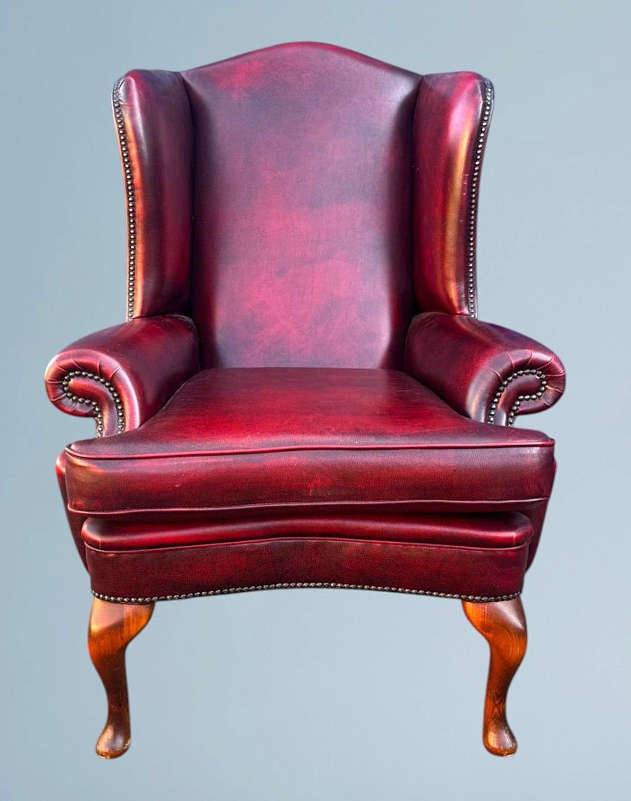 Queen Anne High Back Chesterfield Leather Armchair photo furniture