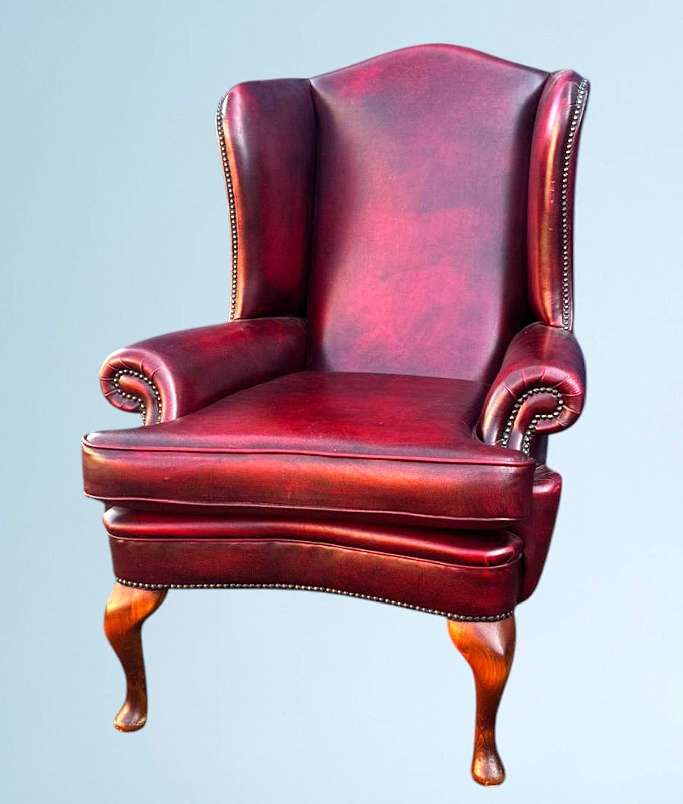 Queen Anne High Back Chesterfield Leather Armchair photo buy