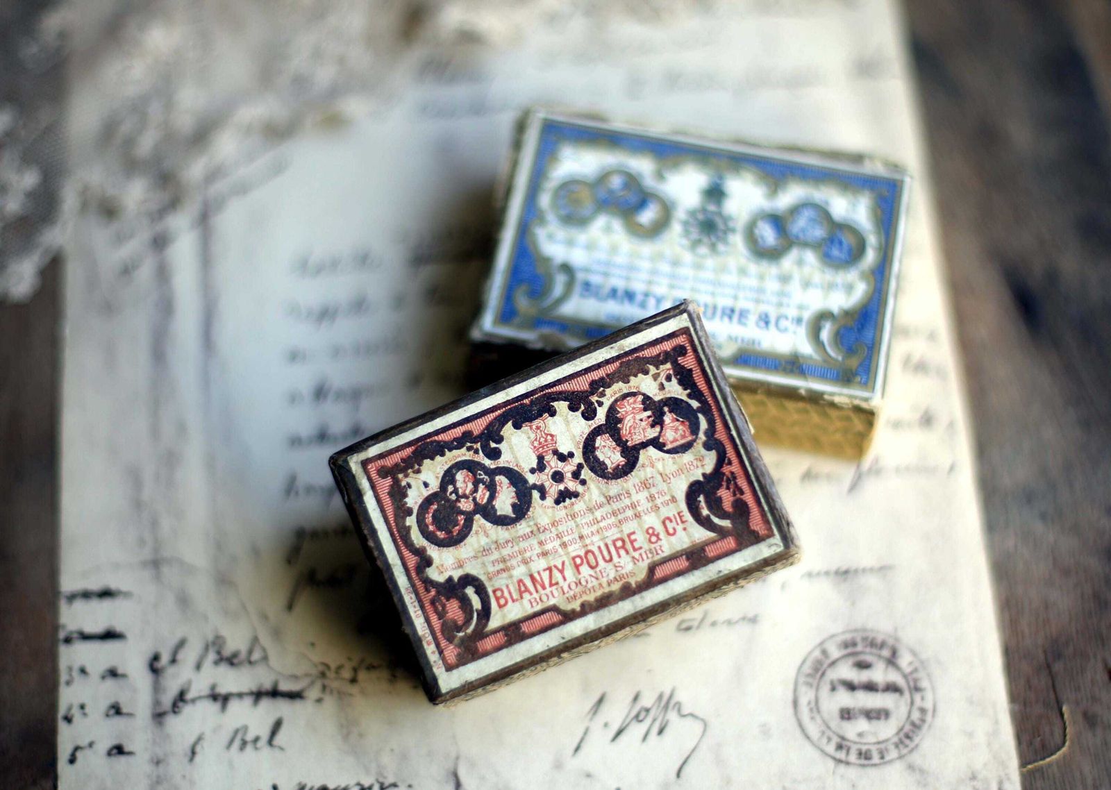 2 Boxes Of Antique French Ink Pen Nibs Advertising Box Blanzy Poure & Cie