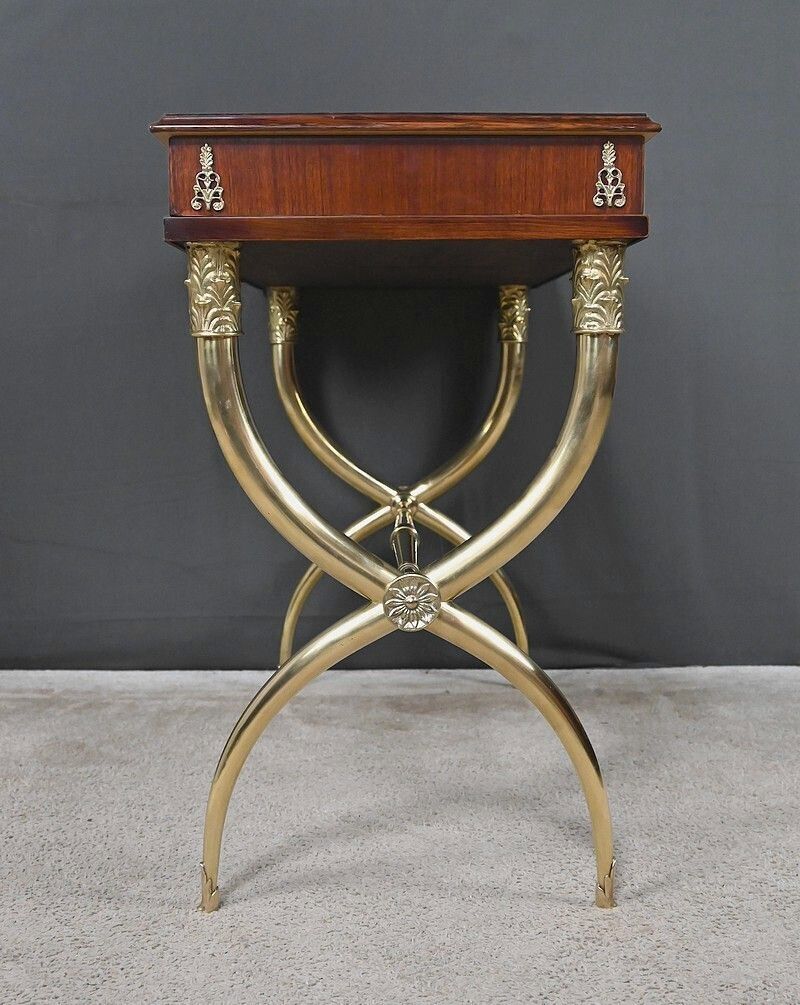 Furniture Mahogany Veneer Console Table, Empire Style – First Half Of The 20th Century photo