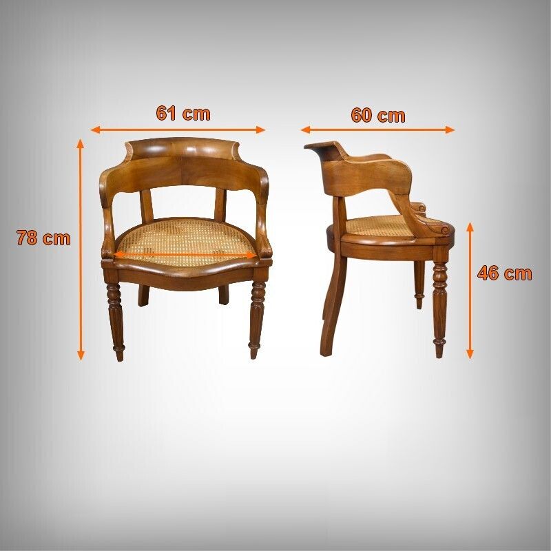 photo vintage Walnut Office Chair, Louis Philippe Period – First Half Of The 19th Century