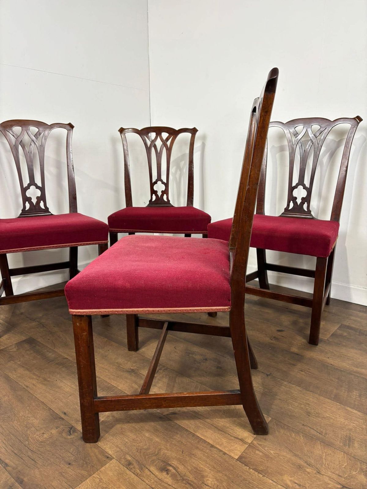 Vintage Set Of Four Mahogany Dining Chairs photo Furniture