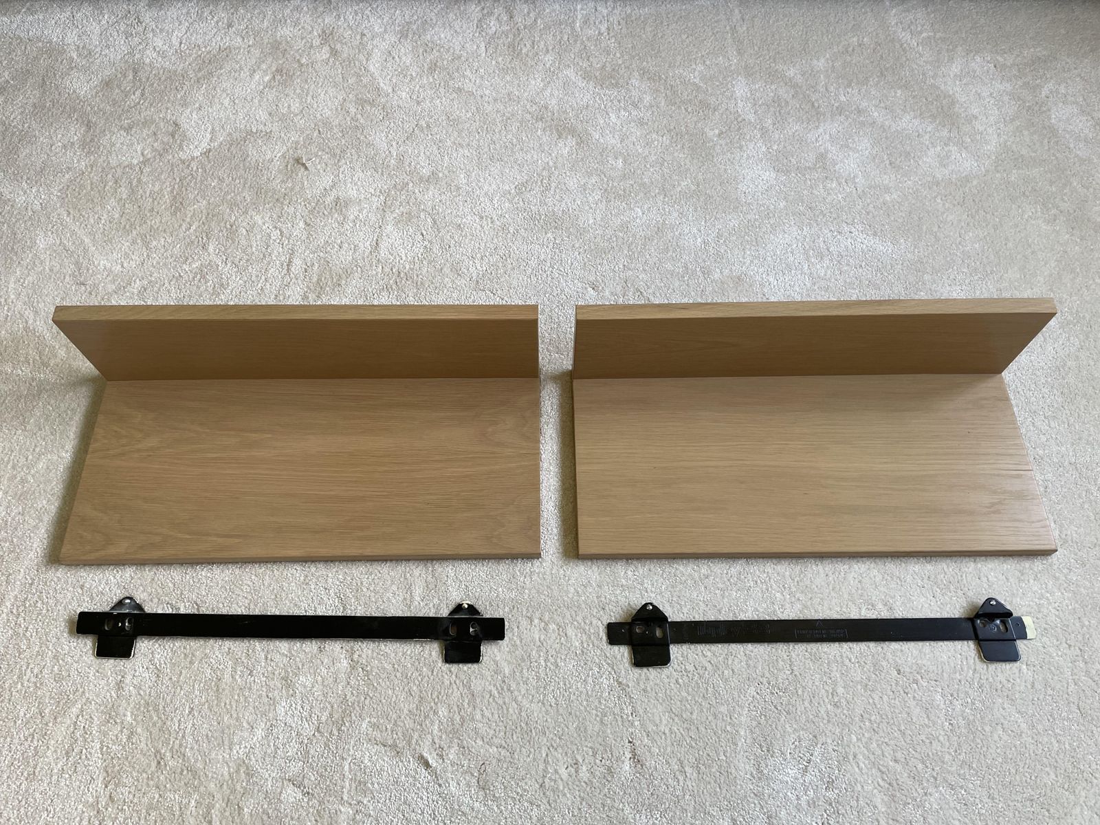 Pair Of Mid Century Tapley Light Oak Floating Shelves With Mounting Brackets