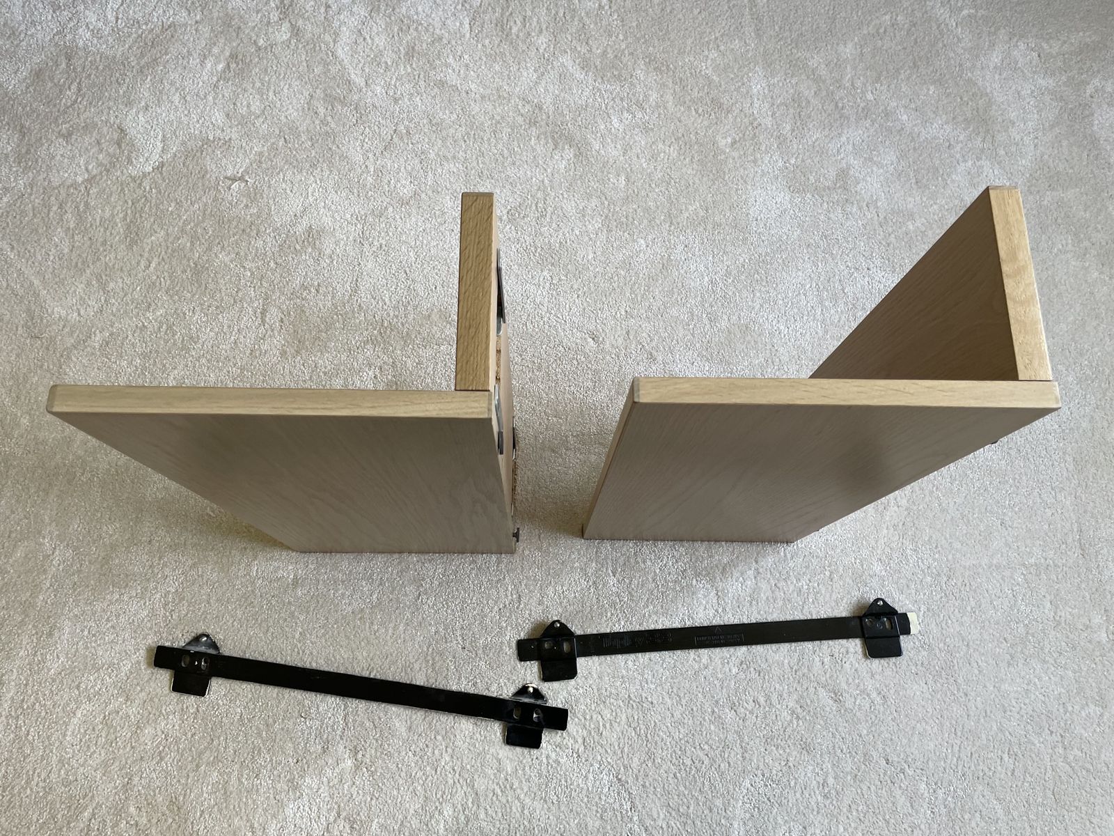 Pair Of Mid Century Tapley Light Oak Floating Shelves With Mounting Brackets photo Furniture