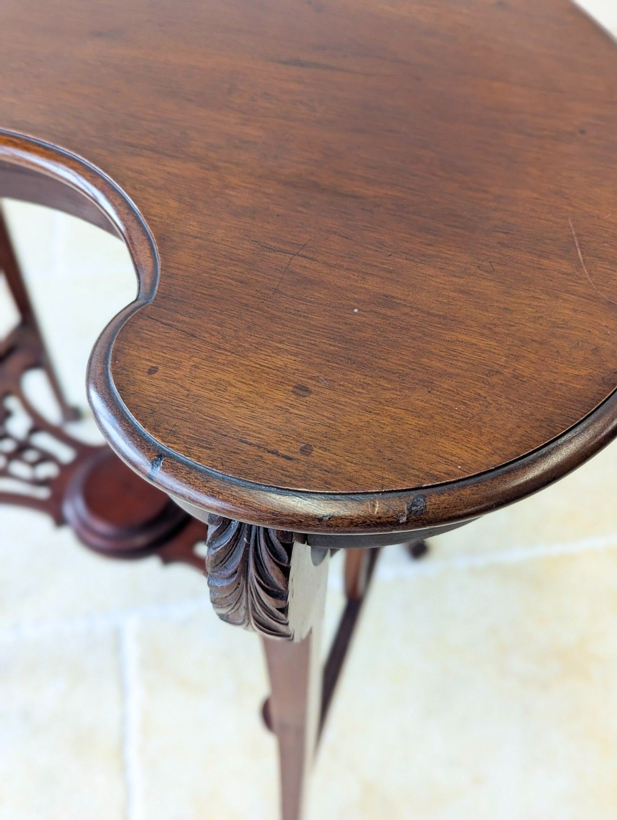 Furniture Antique Edwardian Art Nouveau Mahogany Side Table C.1900 photo
