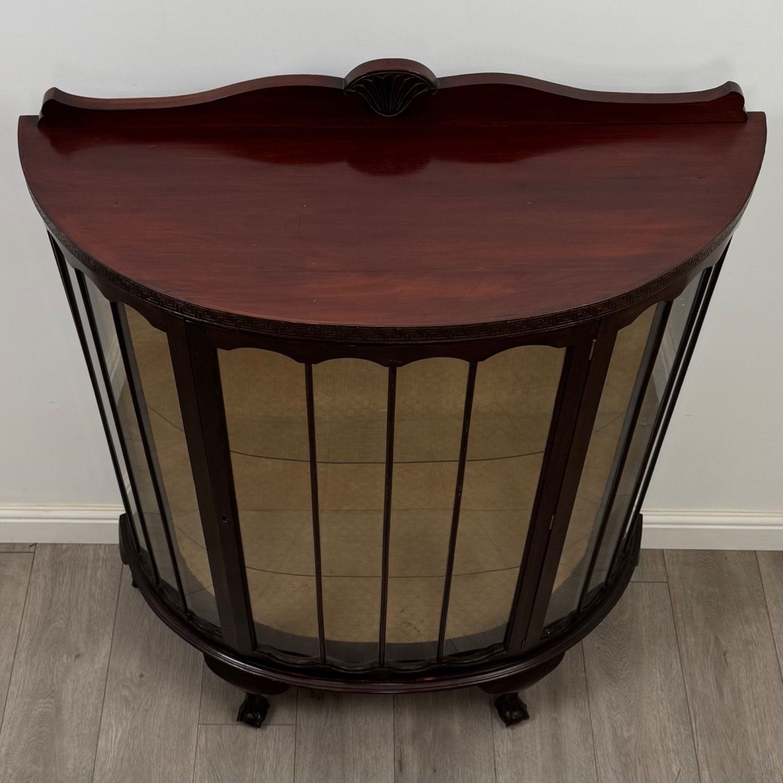 Antique 20th Century Edwardian Demi Lune Display Cabinet ( Af 5771 ) photo vintage