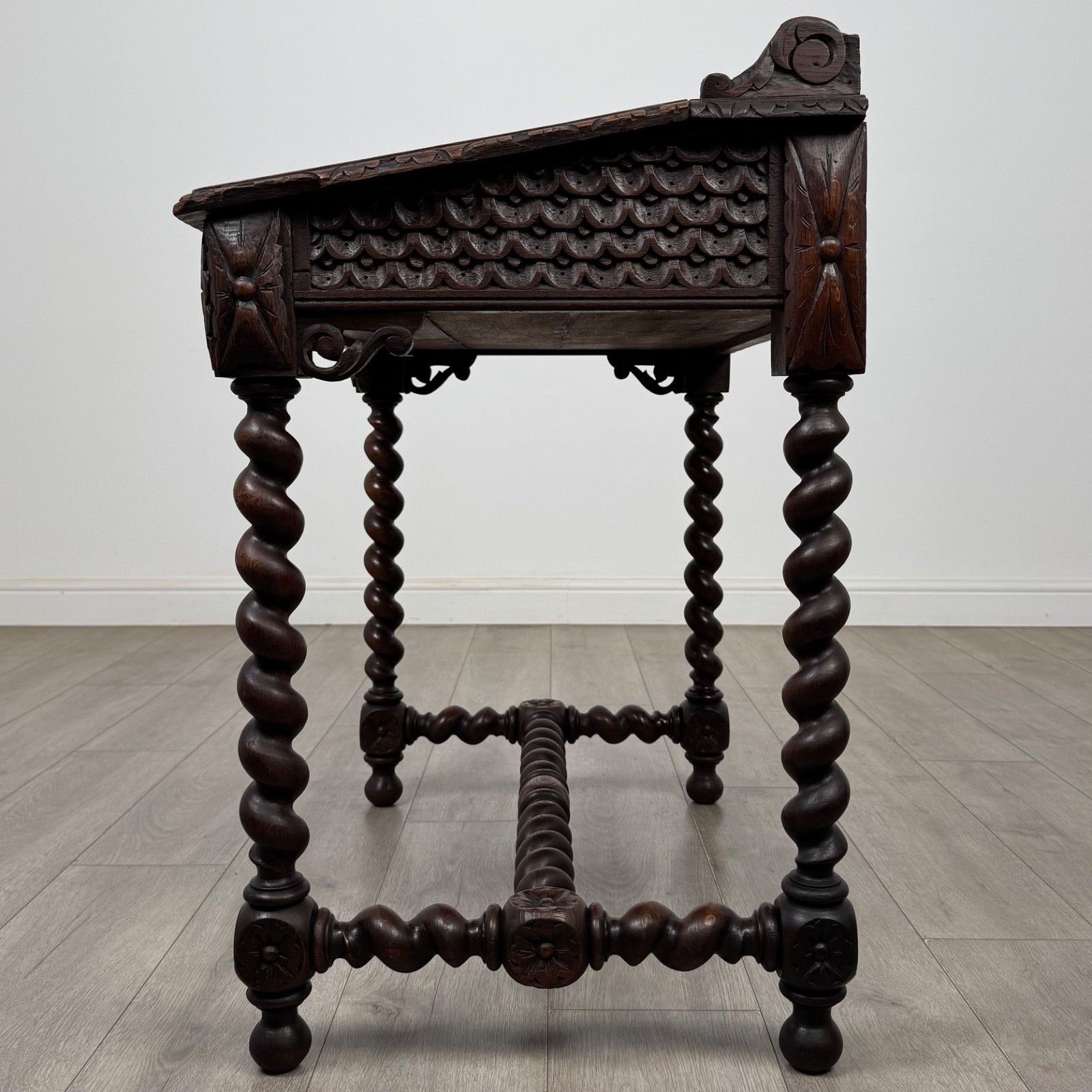 Antique 19th Century Victorian Carved Oak Writing Table ( Af 5800 ) photo for sale