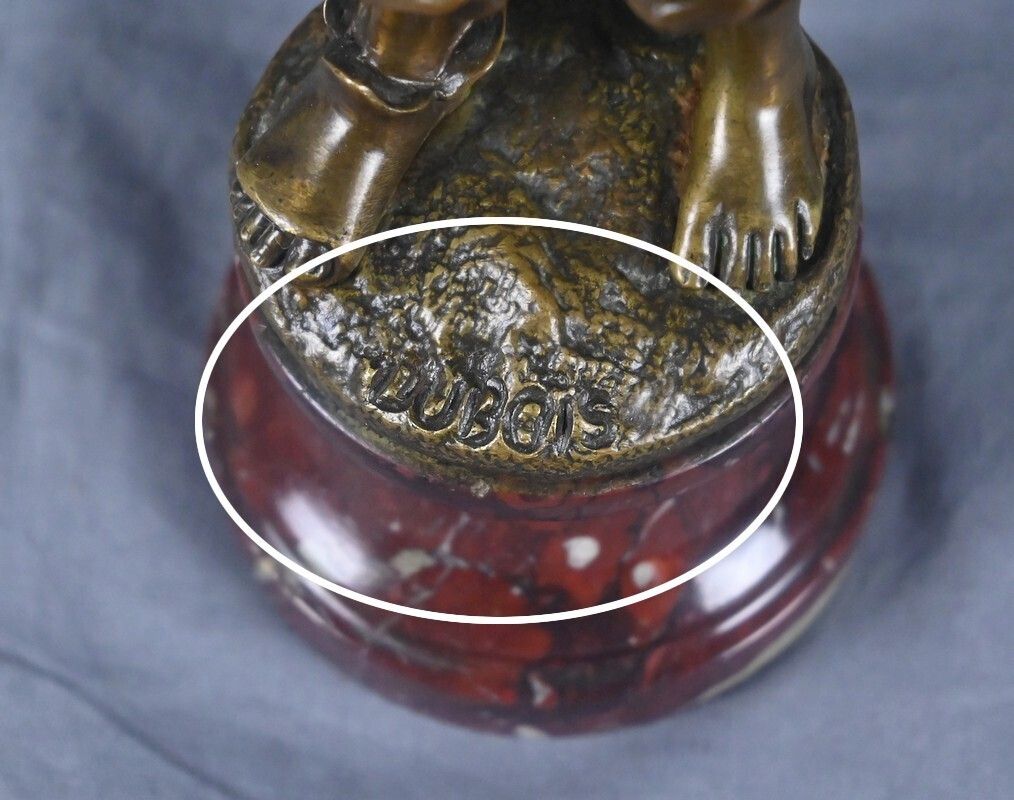 photo for sale Bronze Sculpture "The Little Water Carrier" Signed Dubois – Late 19th Century