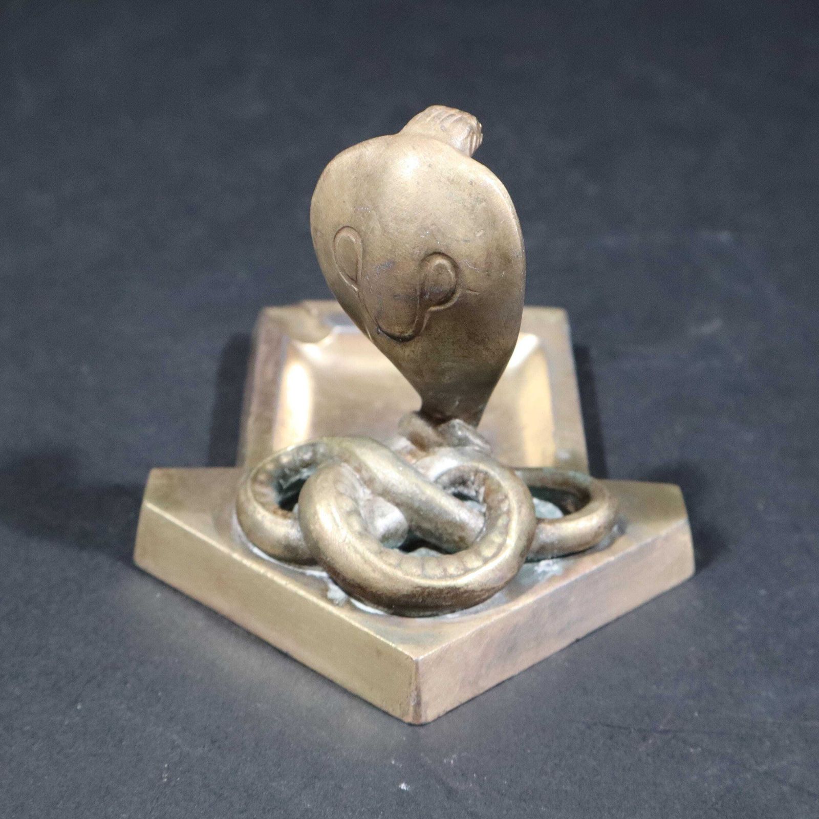 photo buy French Bronze Ashtray With Cobra Snake Sculpture By A. Pichegru, 1930s