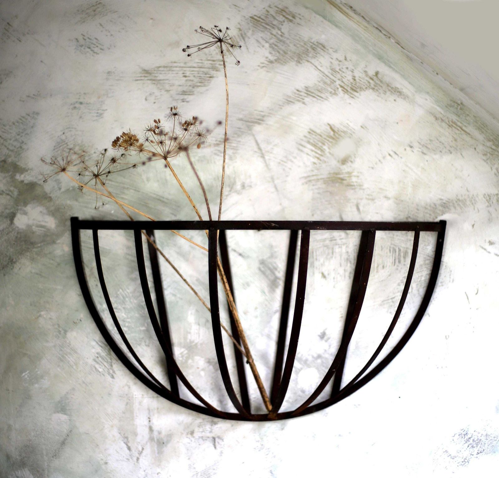 Antique Hay Feeder Rack French Wrought Iron Wall Manger Barn Decor photo furniture