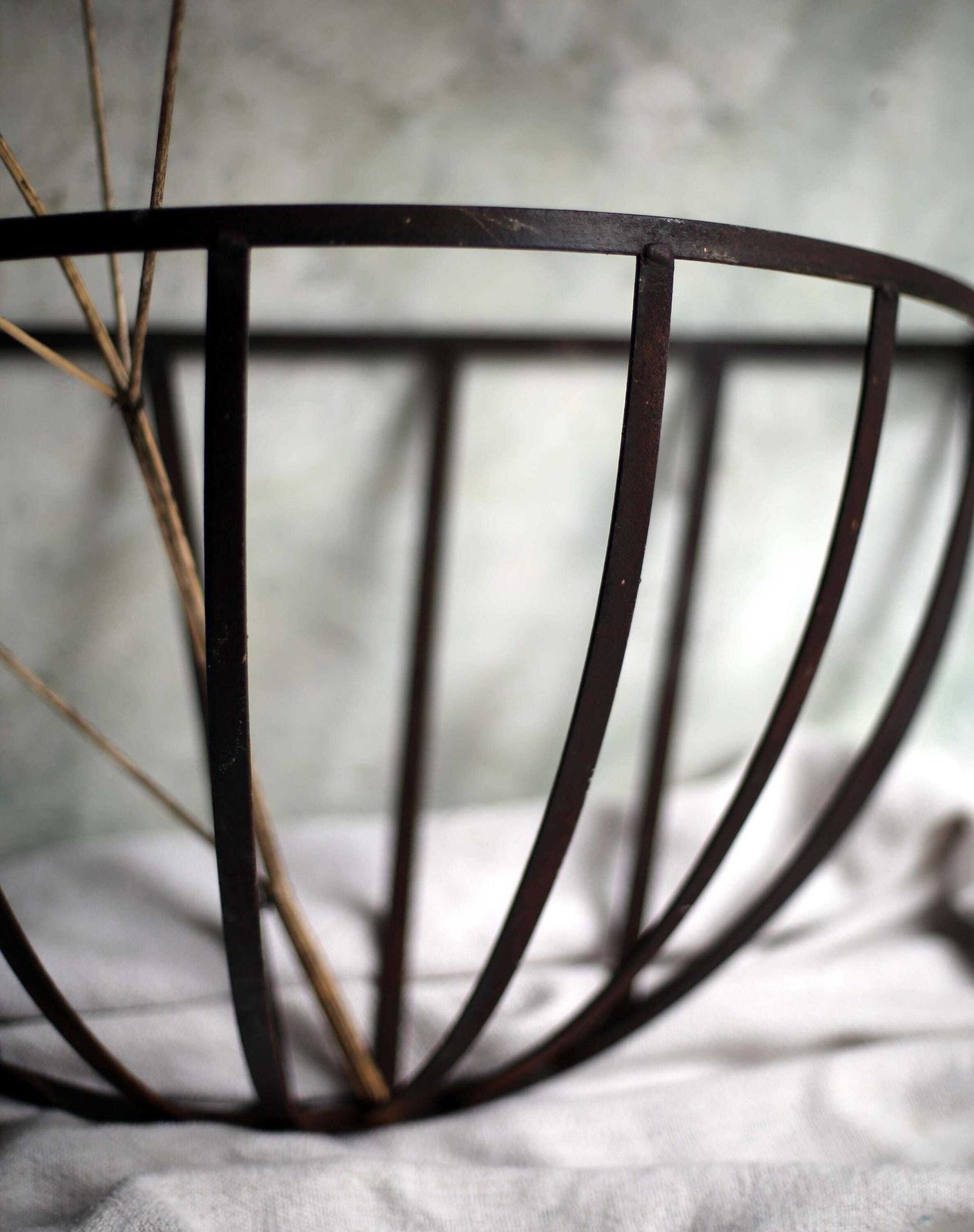 Antique Hay Feeder Rack French Wrought Iron Wall Manger Barn Decor photo for sale