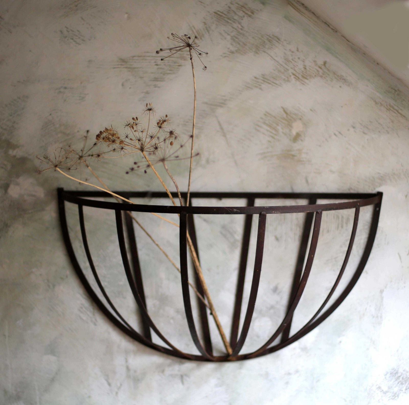 Antique Hay Feeder Rack French Wrought Iron Wall Manger Barn Decor photo vinterior
