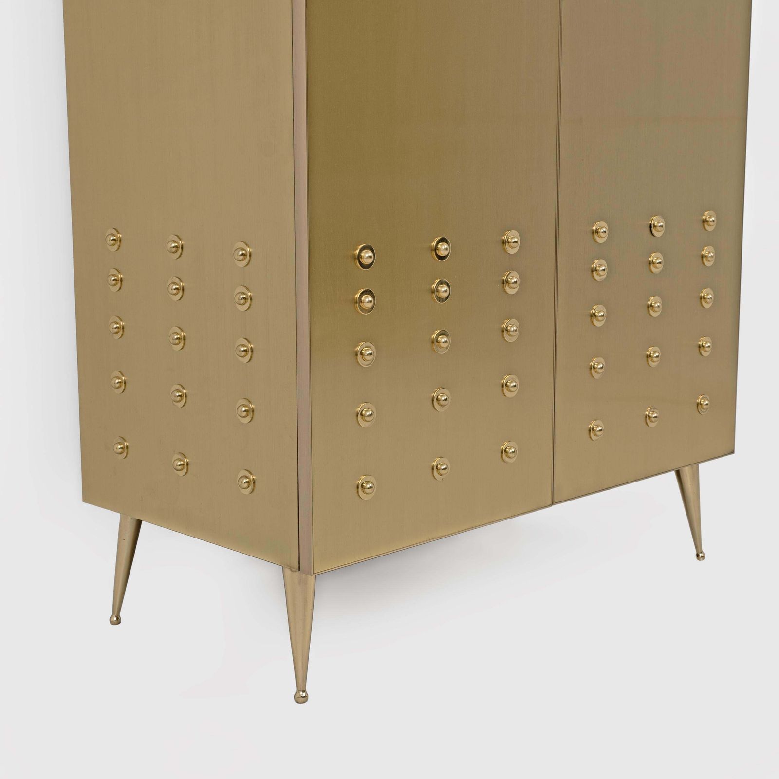 Italian Brass Bar Cabinet With Sculptural Cast Brass Handles photo vinterior
