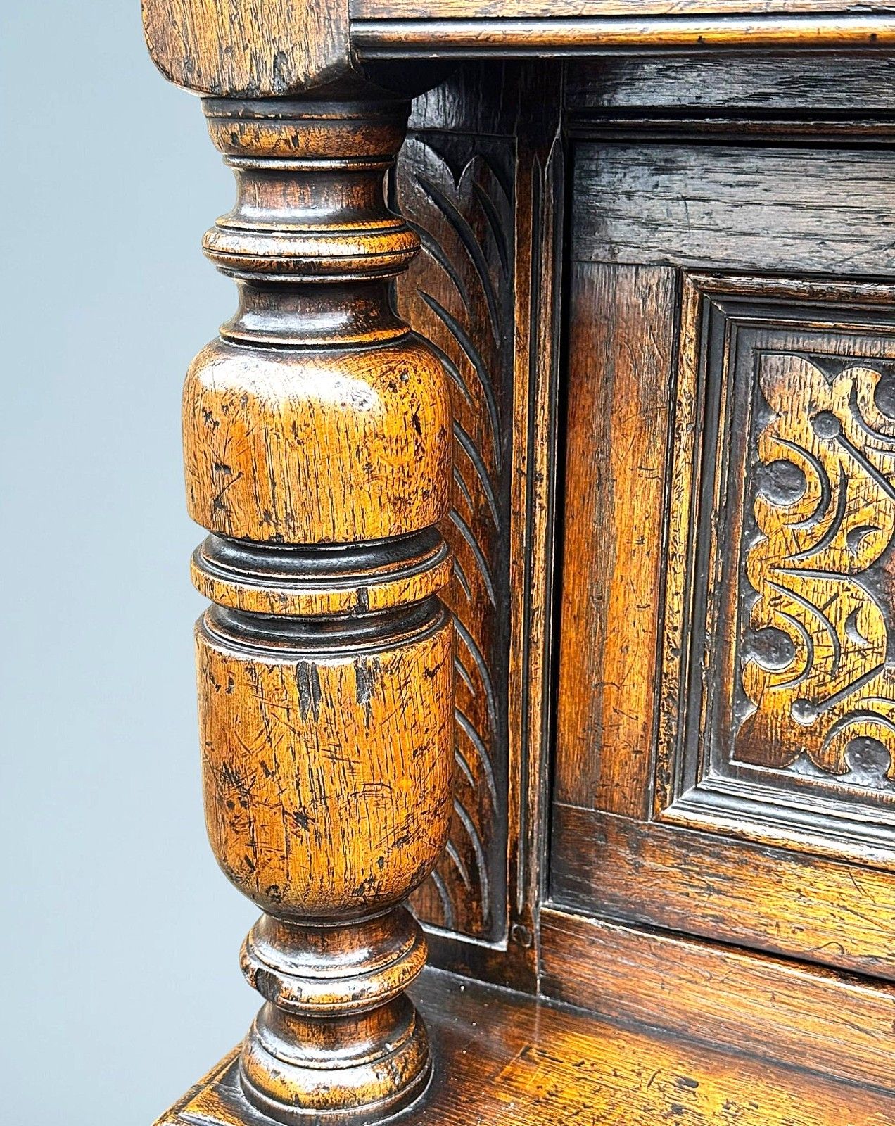 photo for sale Carved Oak Court Cupboard / Sideboard