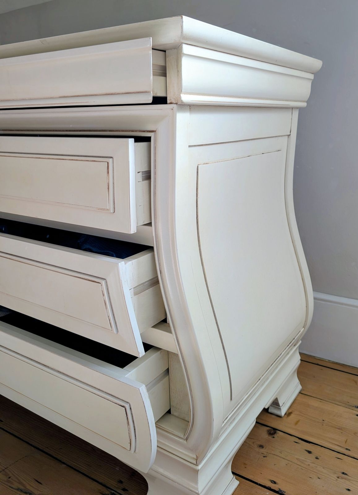 And So To Bed Bombe Chest Of Drawers / Luxury Painted Chest photo for sale