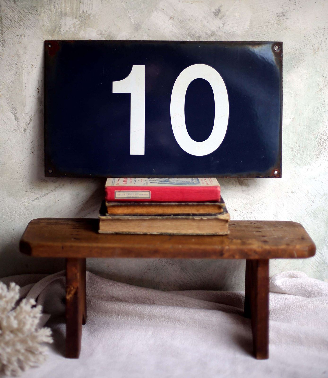Sncf Enamel Number 10 Large French House Number Ten Blue Metal Wall Plaque Sign