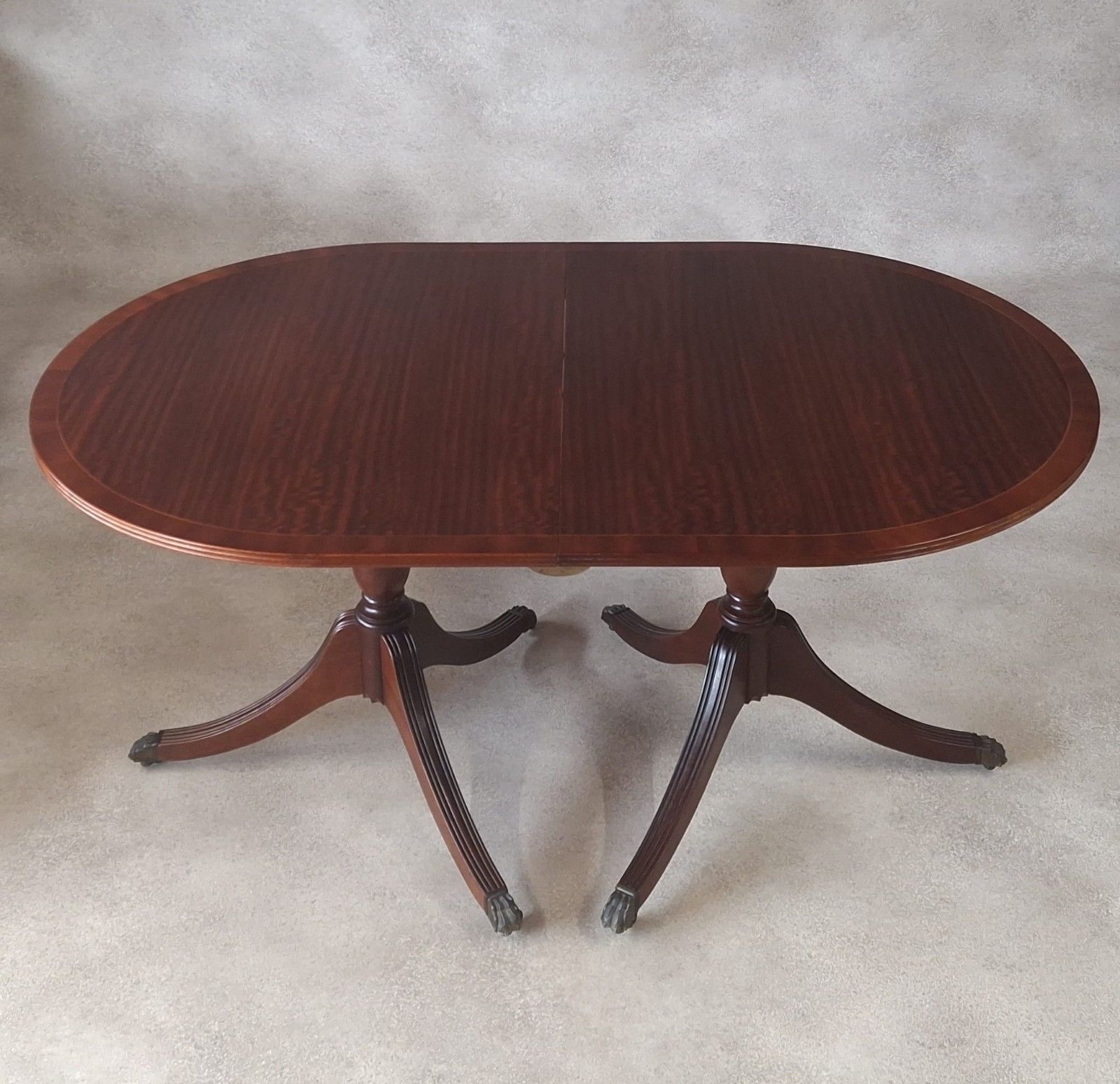 photo for sale Regency Style Mahogany Twin Pedestal Dining Table Oval Vintage Reproduction