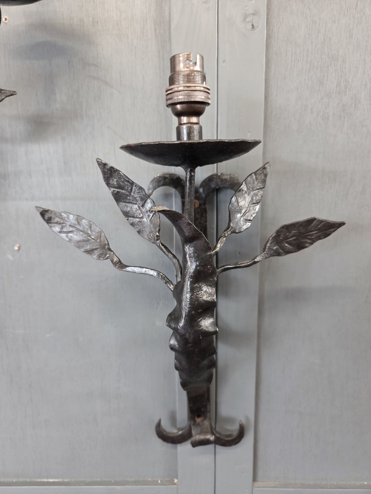 Trio Of Early 20th Century Arts & Crafts Style Wrought Iron Wall Sconces photo 395.0